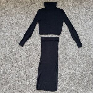 Dynamite Knitted Turtleneck & Skirt Set